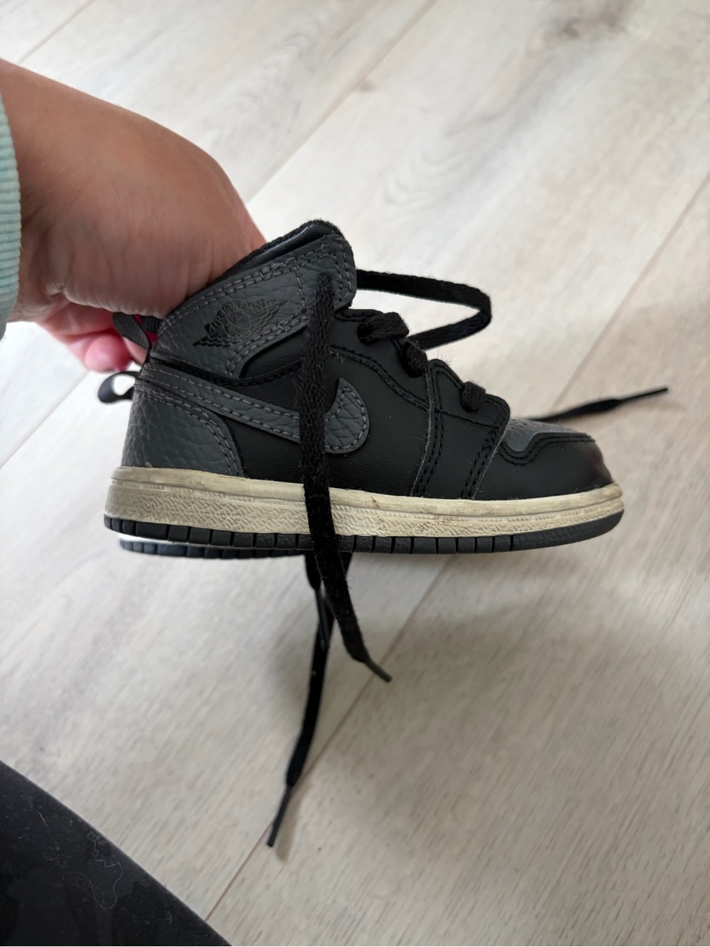 Jordan Kids Black and Cream High-Top Sneakers